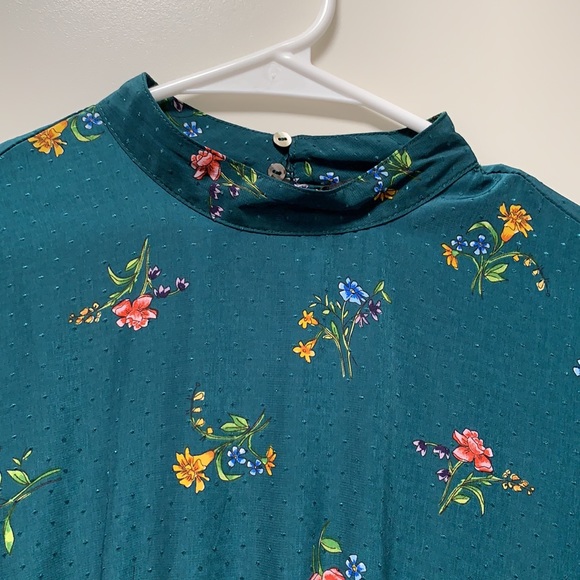 Zara Green Floral Long Sleeve Mini Dress NWT XS - Picture 8 of 12